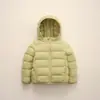 Casaco de Inverno Quente Infantil Pinghu Chixin 90 Penas de Pato Branco com Capuz Simples Acanalado Removível Jaqueta de Penas Espessa