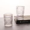Puesto venta caliente girasol vidrio europeo retro relieve dorado taza agua botella agua fría resistente al calor taza desayuno jugo