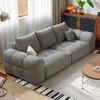 Sofá Duplo Chenille Creme Linha Reta para Sala de Estar, Três Lugares Pequeno Apartamento Estilo Nuvem Tecido para Aluguel