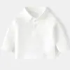 Camisa POLO Lisa Básica para Bebê Outono Roupas Infantis Meninos Bebê Gola Polo Versátil Manga Longa Roupa Base