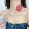 Colar Tecido Rosa Nicho Vintage Puro Desejo Feito à Mão Camélia Rosa Doce Cool Girl Gargantilha Colar de Clavícula