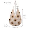 Nova Bolsa de Palha Trançada com Flor para Mulheres, Bolsa de Algodão Trançado Feita à Mão, Bolsa Tote de Ombro de Grande Capacidade, Bolsa de Praia para Férias