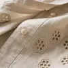 Camisa Elegante de Manga Larga 100% Ramio, Transpirable y Cómoda, con Bordado Pesado de Lujo Estilo Francés, Protección Solar, para Mujer