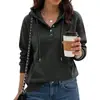 Roupas femininas de comércio exterior europeu e americano transfronteiriço, moletom casual de manga longa com bolso e cordão de cor sólida, novidade outono e inverno da Amazon