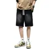 Shorts Jeans Finos Gradiente Mais Populares do Sudeste Asiático para Homens Usarem ao Ar Livre, Calças Retas Largas Tendência para Homens