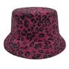 Chapéu de Pescador Dupla Face Estampado de Leopardo Europeu e Americano Mais Vendido Chapéu de Bacia Estampado Tendência Urbana Feminina Chapéu de Sol para Uso Externo Primavera e Verão Tendência