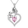 Colar Rosa S925 Popular Europeu e Americano Transfronteiriço da Amazon Pingente de Pedra de Nascimento Doze Correntes para Clavícula Femininas