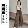 Calça Casual Feminina de Verão 2026 Novo Estilo Retro Americano Cintura Alta Solta Modelagem Emagrecedora Secagem Rápida Perna Larga