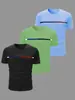 Pacote com 3 Camisetas Masculinas Casuais de Manga Curta com Gola Redonda, Respiráveis Leves, Manga Curta de Algodão Masculina