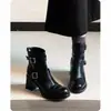 Botines de Plataforma de Temporada First Encounter para Mujer, Estilo Británico, Nueva Colección Otoño/Invierno 2026, Botas tipo Martin con Tacón Grueso y Detalle de Hebilla, Botas Adelgazantes
