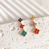 Loja de Ouro Mesmo Estilo Ouro Areia Ponto Dourado Diamante Losango Dopamina Trevo de Quatro Folhas Pingente Colar Nicho Flor Corrente da Clavícula Exquisite
