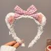 Faixa de Cabelo de Pelúcia para Lavar o Rosto e Maquiagem, Orelhas de Gato e Urso Fofas de Desenho Animado, Acessórios de Cabelo Femininos de Desenho Animado com Estampa de Leopardo, Novos Acessórios de Cabeça