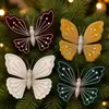 Decoraciones de mariposas artificiales más vendidas transfronterizas, adornos pintados de colores para Navidad, creando una atmósfera festiva, accesorios para colgar en el árbol de Navidad