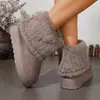 Botas de Nieve Gruesas para Mujer 2026 Invierno Nuevas Transfronterizas de Caña Corta Deshilachadas, Botines de Tobillo de Comercio Exterior de Caña Media, Color Sólido Retro al por Mayor