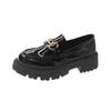 Zapatos de Cuero Estilo Británico para Mujer 2024 Primavera y Otoño Nuevos Estilo Japonés Suela Gruesa Sin Cordones Mocasines Franceses Tacón Grueso Zapatos de Una Sola Capa para Mujer