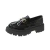 Zapatos Pequeños de Cuero Estilo Británico para Mujer 2024 Primavera y Otoño Nuevos Estilo Japonés Suela Gruesa sin Cordones Mocasines Franceses con Tacón Grueso para Mujer