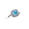 Moderna Bolso Anillo Princesa Sparkly de Lujo Ligero Corte Fuego Artificial Paraiba para Mujer Incrustado con Diamante de Alto Carbono y Anillo de Aguamarina