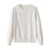 Cardigan Tricot Feminino Manga Longa Gola Redonda Bolinhas Coloridas Algodão Primavera e Outono Roupa Exterior Tricot Casaco Suéter Atacado Dropshipping