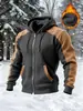 Talla Europea Hombre Invierno Polar Cálido Cuadros Cremallera Sudadera con Capucha Deportiva Casual para Hombre Corte Holgado
