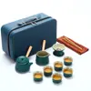 Juego de Té Kung Fu de Viaje Estilo Japonés Juego Pequeño para Uso en Casa Tetera Pequeña Taza de Té de Cerámica Bandeja de Té para Exteriores Bolsa Portátil