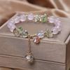 Pulsera de cristal rosa corazón de niña dulce versión coreana anillo único moda damas ojo de gato blanco piedra pulsera joyería al por mayor