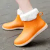 Botas de Chuva de Moda Transfronteiriças Femininas Antiderrapantes Sapatos de Borracha para Cozinha Forrados com Lã Roupas Externas Quentes Botas de Chuva Estilo Coreano Versátil Impermeável Sapatos para Lavagem de Carro