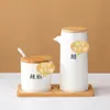 Pote de Cerâmica para Condimentos Tubo para Palitos Conjunto de Potes para Condimentos Restaurante de Catering Loja de Macarrão Pote de Pimenta Panela de Vinagre Garrafa Comercial de Molho de Soja