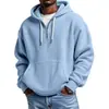 Nova moda casual europeia e americana transfronteiriça para primavera e outono, moletom com capuz e zíper parcial liso de waffle masculino