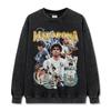 Fútbol Diego Maradona Rey del Fútbol Argentino Camiseta Estampada de Manga Corta Sudadera con Capucha de Peso Pesado Cuello Redondo 250g