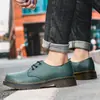 Zapatos de Trabajo de Caña Baja Talla Grande Transfronterizos para Mujer Piel de Vaca Estilo Británico Botines Talla Grande Punta Redonda Zapatos de Trabajo Casuales para Hombres y Mujeres Pareja