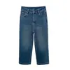 O caimento é perfeito! Novos jeans de perna larga para outono para mulheres, cintura alta, modeladores e que valorizam a silhueta, calças retas cropped H090109