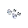 Nuevos Pendientes de Botón de Circonita de Cuatro Garras con Cierre de Mariposa Estilo Coreano Pendientes Versátiles Joyería de Moda de Acero Inoxidable