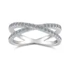 Anillo de Plata 925 Modelo Nuevo Transfronterizo X Anillo Entrelazado en Stock, Anillo de Mujer Moissanita de Gama Alta de Nicho a la Moda Venta al por Mayor