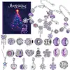 Pulsera DIY de Cumpleaños para Niña Transfronteriza con Cuentas Caja Misteriosa Digital Pulsera Morada Joyería Regalo de Navidad Hecho a Mano