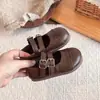 Zapatos de Princesa 2026 Niñas Estilo Británico Nuevos Zapatos de Piel Patchwork Mary Janes Versátiles Retro Suela Suave Primavera/Otoño Velcro