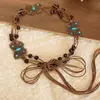 Cinto Marrom Estilo Étnico Vintage Boêmio para Mulheres, Adequado para Vestidos, Corrente de Cintura Trançada, Acessório de Cintura de Metal