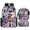 Mochila Transfronteriza Nueva Llorido Nocturno de Navidad Halloween Mochila de Poliéster Mochila de Estudiante Bolso Bandolera Set de Tres Piezas