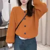 Nuevo Suéter Chaqueta Cardigan Tejido de Color Sólido Holgado Delgado Estilizado para Reducir la Edad para Mujer Otoño e Invierno
