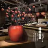 Nuevo Jarrón Cerámico Rojo de Pie Estilo Chinoiserie Ornaments Maceta de Barro para Ramas Secas Maceta Decoración Suave para Hotel Restaurante Casa