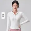 Ropa de Yoga para Mujer Petite Cintura Ceñida Adelgazante Chaqueta Deportiva Corta Puños con Cremallera de Bloqueo Automático Manguitos para Dedos Seda de Hielo Corte Tridimensional