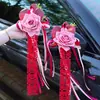 Decoraciones para coche de boda arreglos florales para coche de boda sensación de alta gama cintas para espejo retrovisor manijas de las puertas del coche decoración para coche de boda del copiloto venta al por mayor