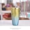 Taza Portátil de Color Degradado, Termo en Forma de Diamante con Popote, Taza de Café de Doble Capa de Acero Inoxidable, Personalización para Regalo Navideño