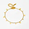 Tobillera Cuadrada Simple Estilo Bosque Dorado para Mujeres Acero de Titanio No se Desvanece Popular en Transmisiones en Vivo Diseño de Nicho Joyería para el Pie
