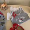 Chal Nuevo Primavera-Verano 2026 para Niñas, Lindo Estampado de Dibujos Animados, Camiseta sin Mangas Versátil de Algodón Puro para Bebés Niñas