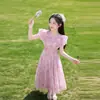 Vestido de Verão para Meninas 2026 Novo Estilo Vestido Floral Infantil Estilo Verão Vestido Longo Fino de Chiffon para Praia de Meninas Verão
