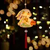 Linterna de Conejo de Madera Portátil de Mediados de Otoño, Linterna Iluminada Estilo Antiguo de Dibujos Animados, Luz de Noche de Conejo de Jade para Niños, Producto Cultural y Creativo para Festivales