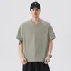 Camiseta casual de manga corta con cuello en V, holgada y transpirable para hombre
