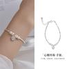 Pulseira de Prata de Lei S925 com Zircônia Cravejada em Prata Triturada e Pérola em Formato de Coração para Mulheres, Estilo Ins Moda de Nicho, Joias Elegantes de Alta Qualidade
