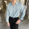 Nueva camisa de manga larga a rayas plisadas para primavera y otoño para hombre, estilo coreano, top casual suelto de lujo ligero