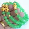 Pulsera de anillo único de ágata artificial de 8 mm para hombre y mujer con pulsera piqiu de oro arenado chapado en oro 3D estilo japonés y coreano